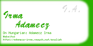 irma adamecz business card